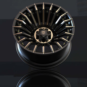 Custom RT-02 super concave forged monoblock wheel, 20-inch rim designed with aerospace-grade 6061-T6 aluminum for trucks.